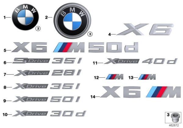 X6 M50d Genuine Rear Trunk Lid Lettering Badge Emblem Sticker Label - Image 3