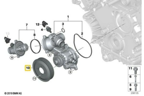 NEW GENUINE BMW 5 6 7 X5 SERIES N62 N62N ENGINE WATER PUMP PULLEY 11517504077 - Image 2
