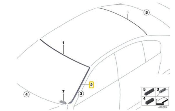 NEW GENUINE BMW 3 SERIES F30 F31 F80 DRIP MOULDING FOR WINDSCREEN RIGHT SIDE 51317258188 - Image 4