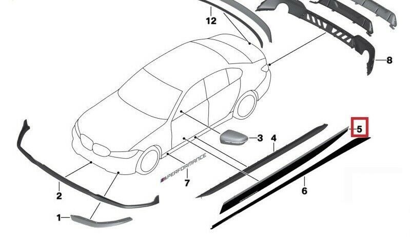 NEW GENUINE BMW 3 G20 G21 M PERFORMANCE DOOR STICKER FROZEN BLACK KIT SET 51142458194 - Image 5