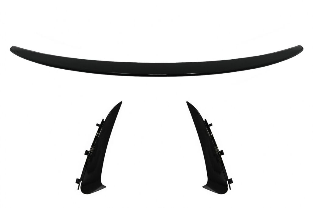 Trunk Boot Spoiler with Rear Bumper Flaps Side Fins Flics suitable for Mercedes C-Class Coupe C205 (2014-2019) Piano Black