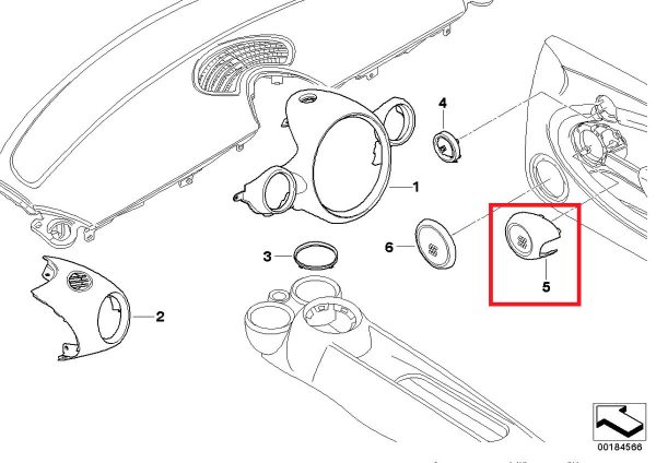 NEW GENUINE MINI R57 R55 R56 R58 RB9 UPPER SPEAKER GRILLE COVER CHROME RIGHT 51412753688 - Image 2