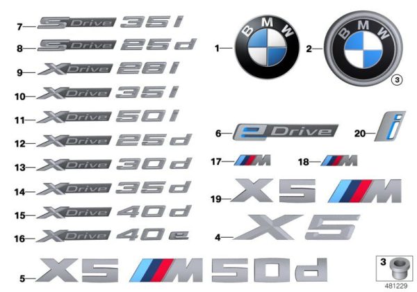 X5 M50d Genuine Rear Trunk Lid Lettering Badge Emblem Sticker Label - Image 3