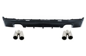 Rear Bumper Spoiler Valance Diffuser Double Outlet with Exhaust Muffler Tips suitable for BMW 2 Series F22 F23 (2013-) M Performance Design