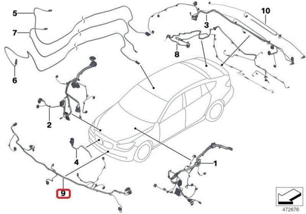 BMW NEW GENUINE F10 F11 FRONT PDC PARKING SENSORS WIRING HARNESS 61129286479 - Image 2