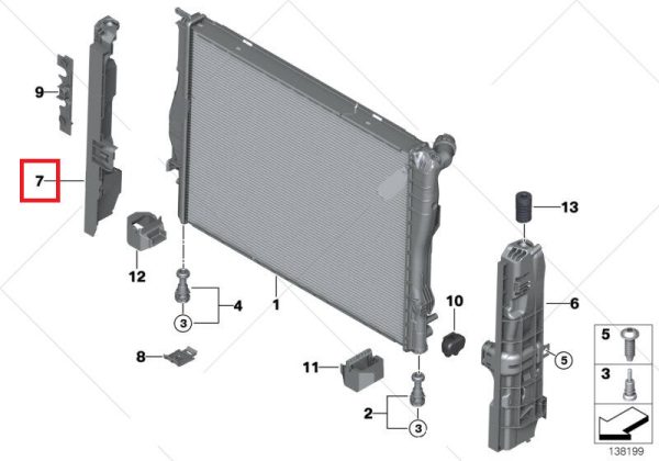 BMW GENUINE NEW E87 E90 E91 E92 E93 E60 E61 E84 RADIATOR CARRIER RIGHT 17107524914 - Image 2