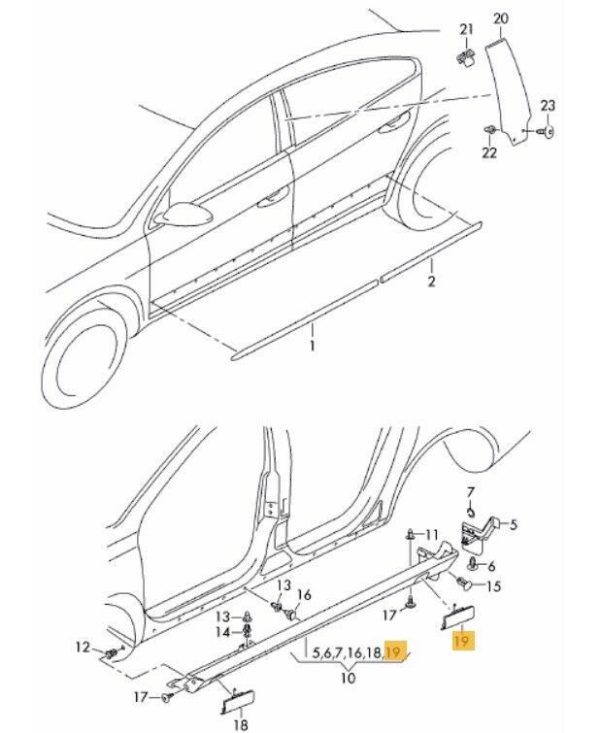 NEW GENUINE VW PASSAT CC 08-16 REAR LOWER JACK POINT COVER PRIMED RIGHT O/S 3C8853436GRU - Image 2