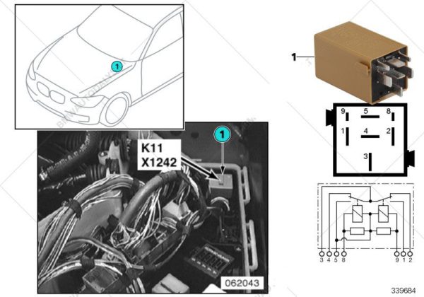 BMW NEW GENUINE E46 E36 E60 E61 E39 WINDSHIELD WIPER DOUBLE RELAY BROWN 61368384505 - Image 2
