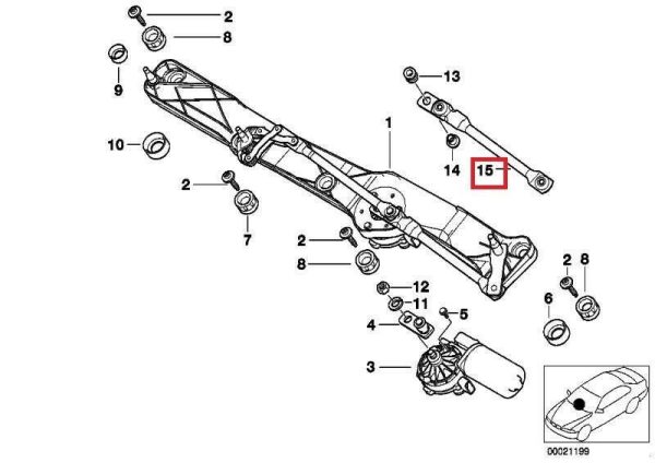 BMW NEW GENUINE 5 SERIES E39 WINDSHIELD WIPED DRIVE ROD 61618361741 - Image 2