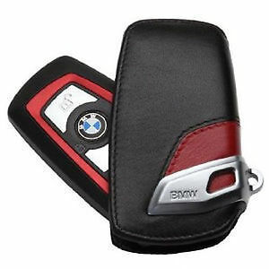BMW NEW GENUINE 1  3 4 5 6 7 X4 KEY FOB CASE LEATHER RED/BLACK PROTECTOR 82292219909