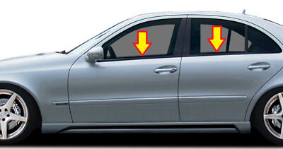 NEW GENUINE MERCEDES MB E W211 DOOR UNDER WINDOW MOLDING GLOSS BLACK 4PCS SET - Image 2