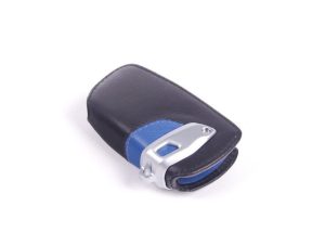 BMW NEW GENUINE 1 3 4 5 6 7 X4 KEY FOB CASE LEATHER BLUE/BLACK PROTECTOR 82292219915