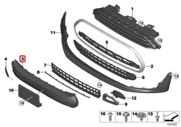 NEW GENUINE MINI F55 F56 F57 ONE FRONT BUMPER COVER NUMBER PLATE TRIM 51117337790 - Image 2