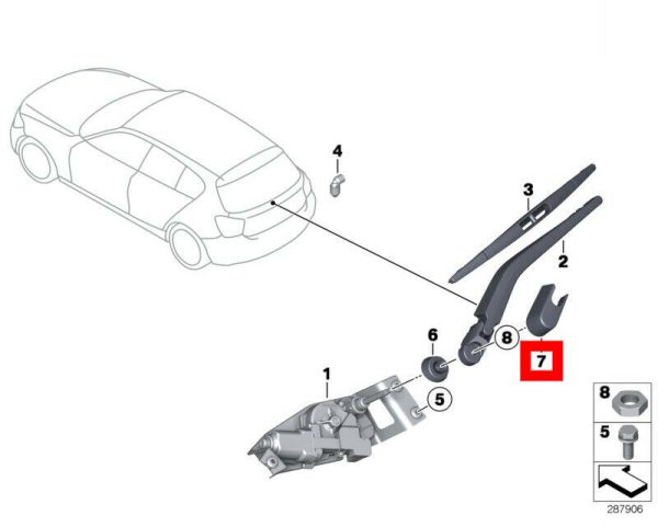 NEW GENUINE BMW 1 SER F20 F21 REAR WINDSHIELD WIPER ARM COVER 61617274157 - Image 2