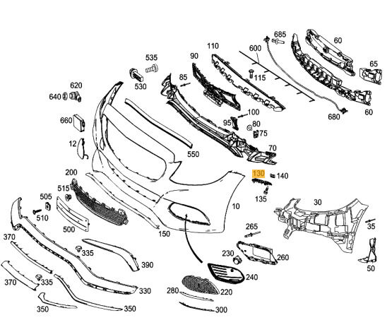 NEW GENUINE MERCEDES BENZ MB C W205 AMG FRONT BUMPER MOUNTING RAIL LEFT N/S A2058850821 - Image 3