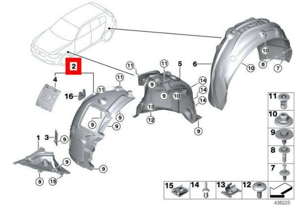 NEW GENUINE BMW 2 SER F22 M SPORT FRONT WHEEL HOUSING LINER FRONT PIECE LEFT N/S 51717312839 - Image 2