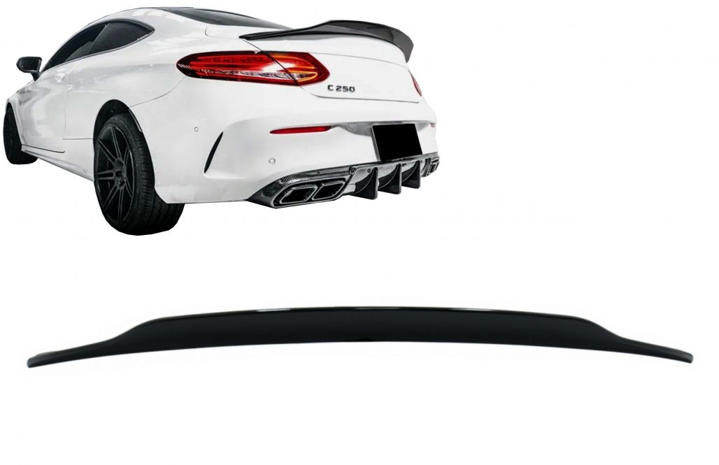 Trunk Boot Spoiler suitable for Mercedes C-Class C205 Coupe (2014-2019) Dynamic Sport Design Piano Black