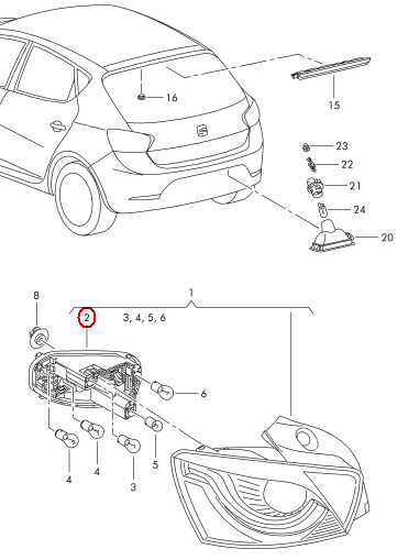 GENUINE SEAT IBIZA 10-16 2 DOOR TAIL LIGHT BULB CARRIER RIGHT O/S RHD 6J3945258A - Image 2