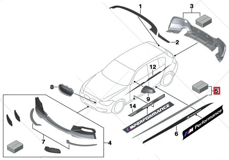 NEW BMW GENUINE 1 SERIES F20 F20 LCI 2012-2017 ROCKER PANEL COVERS PAIR SET 51192220961 + 51192220962 - Image 2