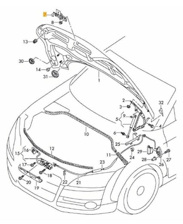 NEW GENUINE AUDI TT TTRS 2007-2014 FRONT BONNET RELEASE HANDLE HOOK 8J0823480C - Image 2