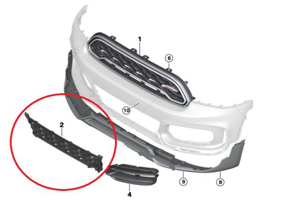 MINI GENUINE F60 COUNTRYMAN JCW FRONT BUMPER LOWER CENTER GRILLE 51117390547 - Image 2