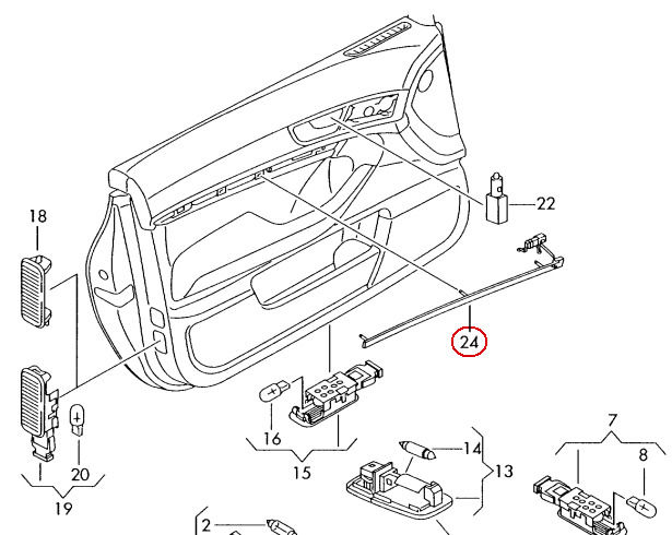 NEW GENUINE AUDI A4 08-16 A5 08-16 INTERIOR DOOR LIGHT BAR RIGHT O/S 4F0919177A - Image 3