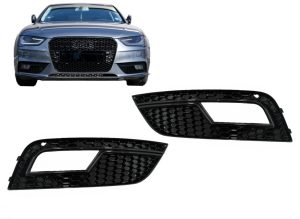 Fog Lamp Covers suitable for AUDI A4 B8 Facelift (2012-2015) RS4 Design Black