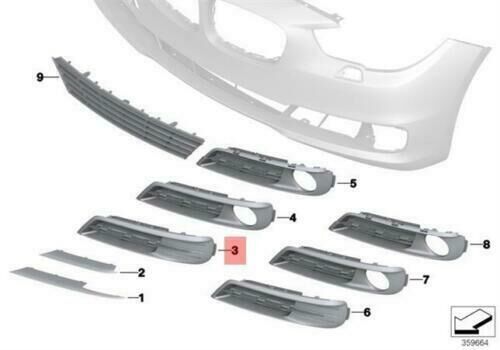 NEW GENUINE BMW 5 SERIES F07 FRONT BUMPER LOWER GRILL PAIR SET - Image 2