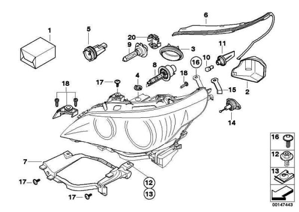 BMW 5 SERIES E60 E61 03-07 NEW GENUINE N/S LEFT XENON LIGHT CAP COVER 63116933239 - Image 2