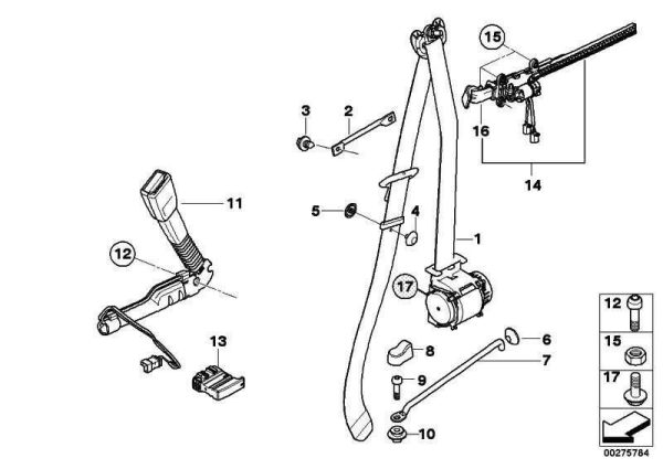 BMW GENUINE 3 E92 07-13 SAFETY SEAT BELT EXTENDER LEFT N/S HANDOVER ARM 72117330781 - Image 2
