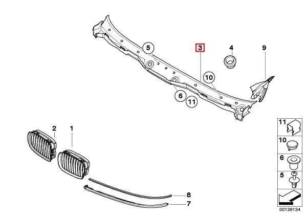 BMW NEW GENUINE 5 SERIES E39 WINDSHIELD COWL PANEL COVER 51718159292 LHD - Image 2