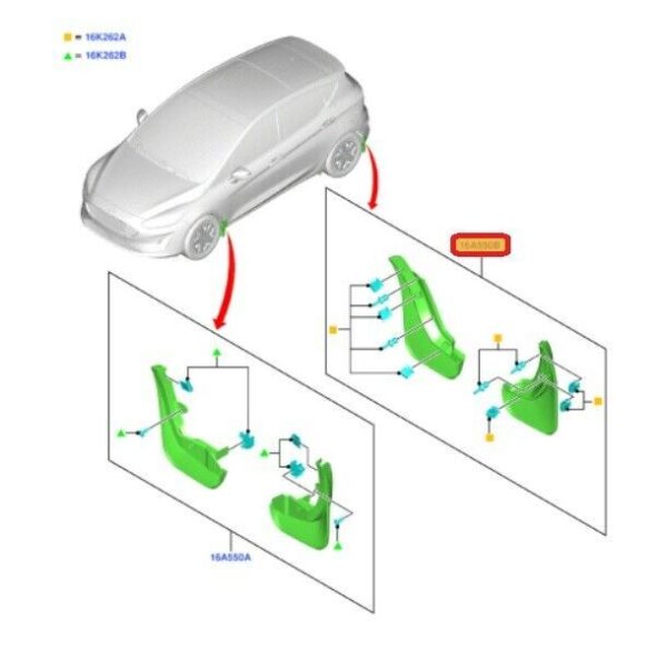 NEW GENUINE FORD FIESTA MK8 2017- REAR WHEELS MUD FLAPS SET KIT 2161535 - Image 2