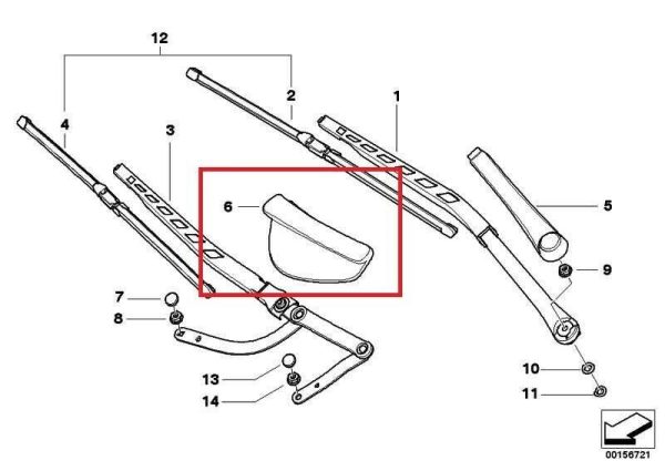 BMW NEW GENUINE 5 E60 E61 E63 FRONT WINDSHIELD WIPER ARM CAP COVER RIGHT 61617035103 - Image 2