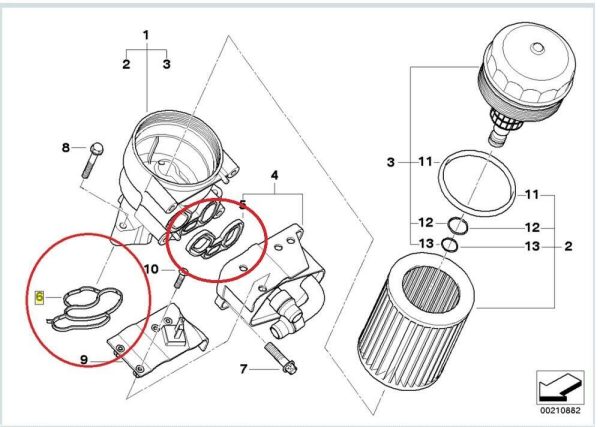 NEW GENUINE BMW PETROL 4 CYLINDER OIL COOLER SEAL GASKET EU ONLY SET PAIR - Image 2