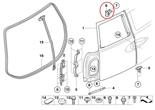 MINI NEW GENUINE CLUBMAN R55 SPLIT DOOR REAR UPPER STRIKER 51247167500 - Image 2