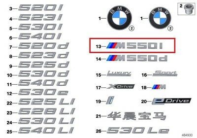 NEW GENUINE BMW 5 SERIES G30 REAR TRUNK TAILGATE M550I LETTERING EMBLEM 51148072369 - Image 3
