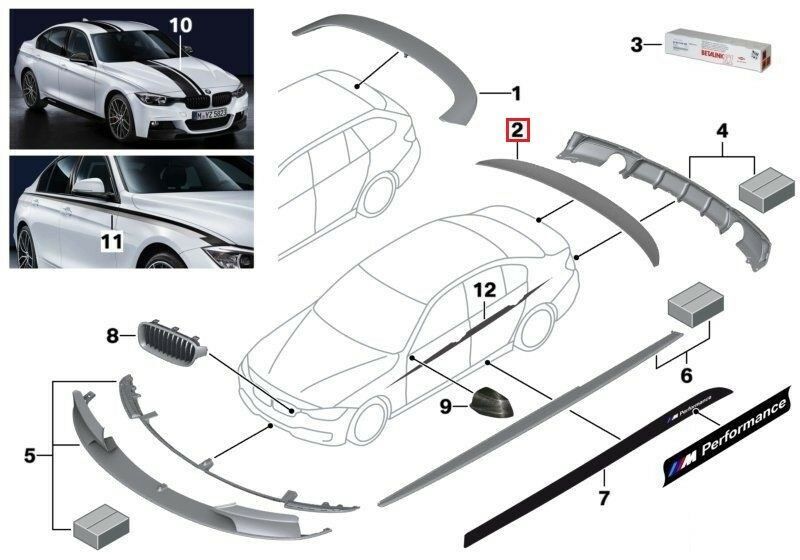 BMW NEW GENUINE 3 SERIES F30 F80 M PERFORMANCE REAR SPOILER MATT BLACK 51192349678 - Image 2