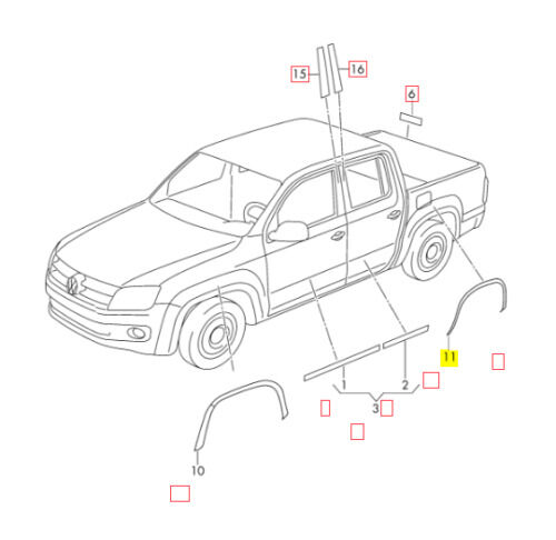NEW GENUINE VOLKSWAGEN VW AMAROK REAR WHEEL ARCH COVER TRIM 2013 - 2017 LEFT N/S 2HH853413 - Image 2