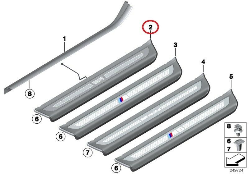 NEW GENUINE BMW 6 SERIES F12 CONVERTIBLE DOOR SILL TRIM ILLUMINATED RIGHT SIDE 51477219894 - Image 2