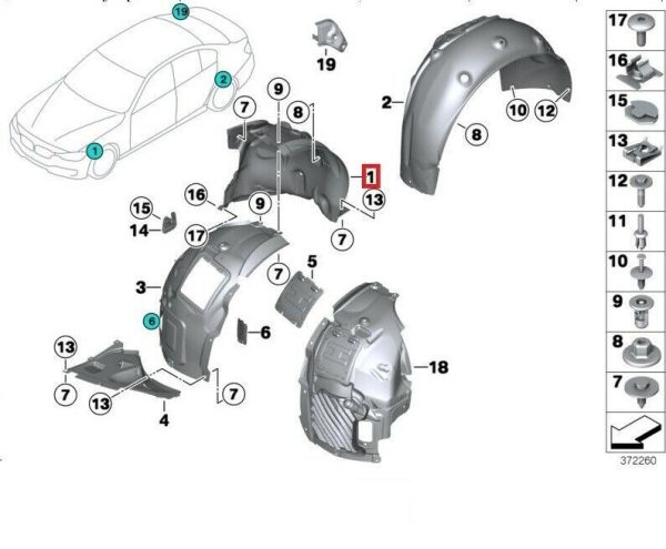 NEW GENUINE BMW F34 FRONT WHEEL HOUSING COVER REAR RIGHT SIDE O/S 51717288908 - Image 5