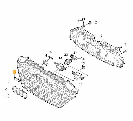 NEW GENUINE AUDI Q3 RSQ3 FRONT GRILLE CHROME RSQ3 BADGE EMBLEM 83A853736A2ZZ - Image 2