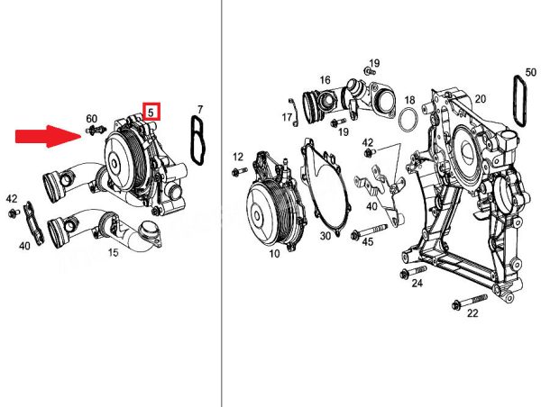 NEW GENUINE MERCEDES BENZ OM651 ENGINE COOLING WATER PUMP A6512000300 - Image 2