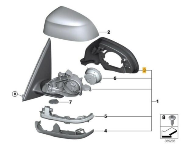 FOR NEW GENUINE BMW X3 X4 X5 X6 FRONT WING MIRROR BLACK SUPPORTING RING LEFT N/S - Image 2