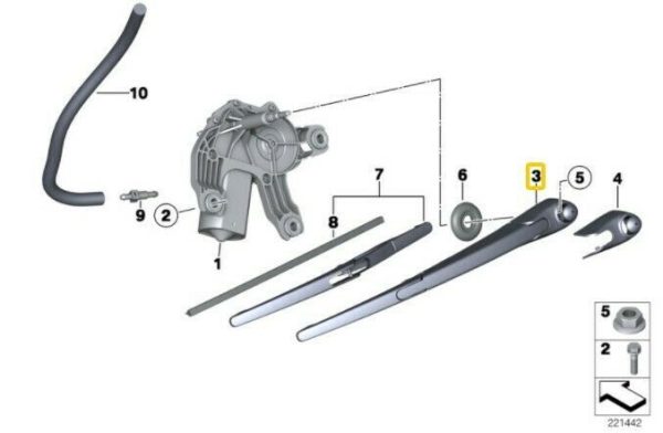 NEW GENUINE MINI COOPER R56 R60 COUNTRYMAN REAR WINDOW WIPER ARM 61622754287 - Image 2