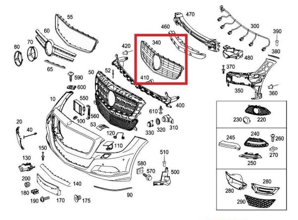 NEW GENUINE MERCEDES-BENZ CLS W218 63 AMG FRONT BUMPER CENTER GRILL A2188853265 - Image 3