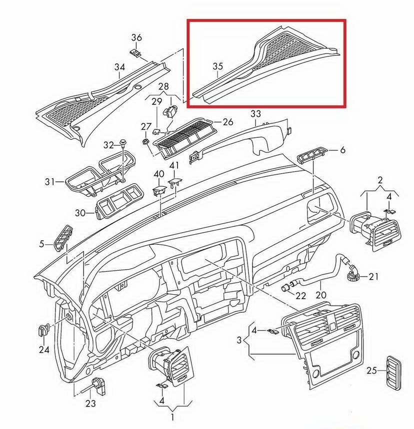 NEW GENUINE VOLKSWAGEN GOLF VII FRONT PLENUM CHAMBER COVER LHD RIGHT 5G1819404B9B9 - Image 3