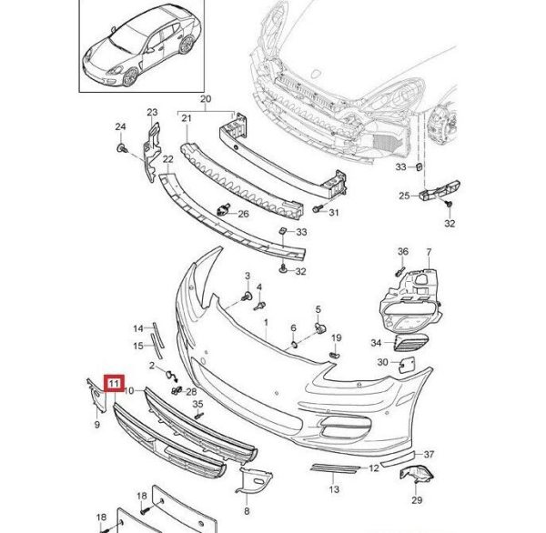 NEW GENUINE PORSCHE PANAMERA FRONT BUMPER CENTER LOWER GRILL 970505541021E0 - Image 3