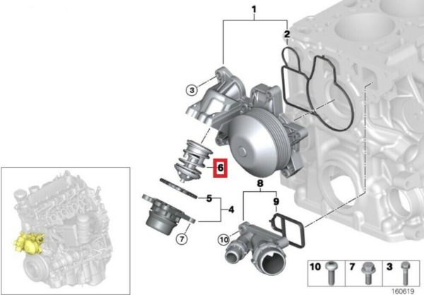 NEW GENUINE BMW MINI 1.6 1.8 2.0 2.3 2.5 3.0 DIESEL ENGINE COOLANT THERMOSTAT 11517805192 - Image 3