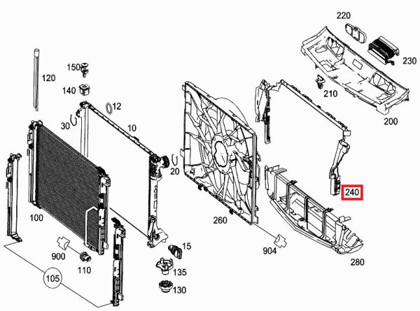 NEW GENUINE MERCEDES-BENZ C-CLASS W204 UPPER RADIATOR BAFFLE A2045050530 - Image 2