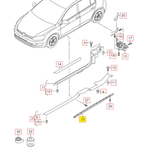 NEW GENUINE VOLKSWAGEN GOLF MK7 SIDE MEMBER TRIM RIGHT O/S 5G6853860B9B9 - Image 2